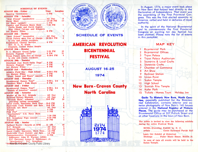 1974 Bicentennial Festival for the First Provincial Congress Program