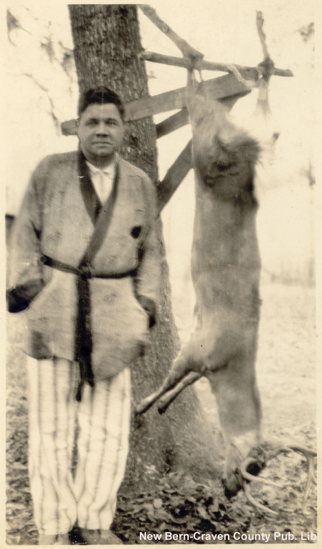 Babe Ruth at Camp Bryan with deer