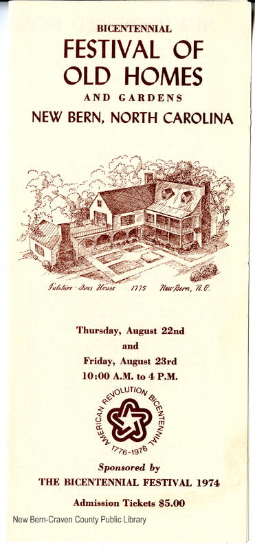 1974 New Bern Old Homes and Gardens Tour Bicentennial Program