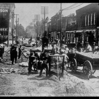 Men laying sidewalks, Middle Street, ca 1908