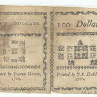 Uncut NC 1780 $25 and $100, obverse