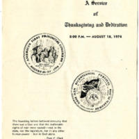 A Service of Thanksgiving and Dedication